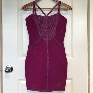 Sparkly pink and purple bandage cocktail dress